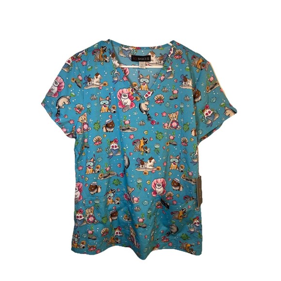 Koi Basics Critters Under The Sea Cats Women's 2-Pocket STRETCH Scrub NWT Sz L - Picture 6 of 12